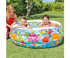 Planschbecken Schwimmbecken Kinderpool mit aufblasbarer weichen soft Boden Pool Gartenpool Aufstellpool rund für Kinder Baby für Balkon Terrasse Balkon Garten 152 x 56 cm Groß