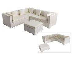 OUTFLEXX Loungemöbel-Set, weiß aus Polyrattan-Geflecht, Loungeecke für 6 Personen, wasserfeste Kissenbox, Lounge Möbel