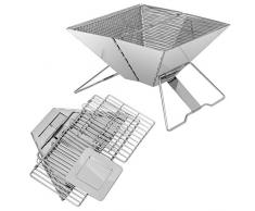 EYEPOWER 30x30 Camping Klappgrill für Unterwegs - Mini Edelstahl Kohlegrill - Outdoor Faltgrill