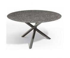 Studio 20 Gartentisch Gigi rund ø 160 x 75 cm Granittisch Granitplatte Stahl Tischplatte Black Diamond satiniert