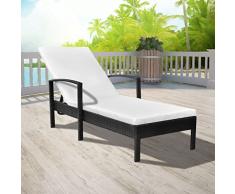 Tidyard Sonnenliege Gartenliege Mit Auflage & Verstellbar Rückenlehne,Eisen Rattanliege Outdoor Relaxliege Liegestuhl 5 cm Dick Polster 195 x 68 x 52 cm für Garten Terrasse Schwimmbad
