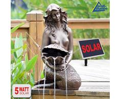 SPRINGBRUNNEN GARTENBRUNNEN SOLAR ZIERBRUNNEN Teichpumpe Set BRUNNEN Solar Meerjungfrau - SOLARBRUNNEN GARTENTEICH BRUNNEN SETVOGELBAD WASSERSPIEL für Garten, Terrasse, Teich, Balkon, sehr DEKORATIV, VERBESSERTES MODELL