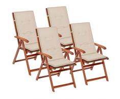 vidaXL 4X Gartenstuhl Auflage 120x50x3 cm Creme Hochlehner Sitzkissen Kissen