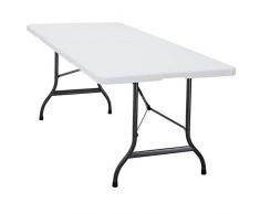 Deuba Gartentisch Klapptisch Klappbar 183x76 cm Tragegriff Kunststoff 8 Personen Buffettisch Campingtisch Garten Camping Weiß
