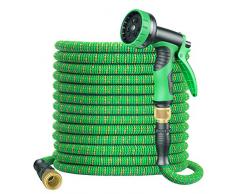 BOIROS Gartenschlauch, 15M 50FT Flexibler Gartenschlauch Auslaufsicherer Erweiterbar Wasserschlauch, Knickfrei flexischlauch Schlauch 3-Fach Latexkern Gewebe,9 Funktionen Garten Handbrause