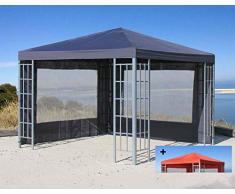QUICK STAR Rank Pavillon Set 3x3m Metall Garten Partyzelt Anthrazit mit extra Ersatzdach