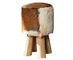 Invicta Interior Design Sitzhocker Hide mit echtem Ziegenfell und Teakholz Echtfell Hocker