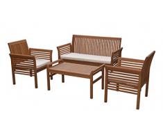 Lifestyle For Home Lounge Gruppe Set in Akazie massiv Gartengarnitur mit Bank Tisch Gartenmöbel
