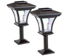 Lunartec Solar-LED-Sockelleuchten: 2er-Set Solar-LED-Standleuchten im Laternen-Design, 45 lm, 0,3 Watt (Solar-LED-Mauerleuchte)