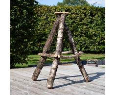 VOSS.garden Schwerer Vogelhausständer aus Naturbelassener Birke, 115cm groß, XL Reetdach Vogelhäuser, Vogelhaus Aufsteller für Vogelhäuser