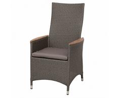 Siena Garden 167837 Sessel Move Plus II Aluminium-Gestell Gardino®-Geflecht titan Kissen grau, Armlehnen Teak FSC® 100%