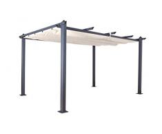 Jet-line Pavillon Pergola Überdachung Luxor 4 x 3 m anthrazit-beige UV Beschattung Terrasse Garten Sonnenschutz Sonnendach Aluminium