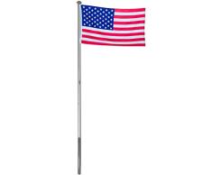 Brubaker Aluminium Fahnenmast Flaggenmast 6 m inklusive Deutschland Flagge + USA Flagge 150 x 90 cm und Bodenhülse