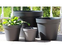 Wamat Blumenkübel Blumentopf Pflanzkübel Pflanztopf 4 Größen / 8 Farben S - XXLNeu!! (Durchmesser:34 cm, grau)