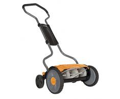Fiskars Spindelmäher, Rasenmäher mit berührungslosem Schneidesystem, Schnittbreite: 43 cm, StaySharp Plus, Schwarz/Orange/Silber, 1015649