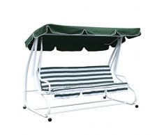DEGAMO Hollywoodschaukel MIAMI 4-sitzer 232cm, Stahlgestell weiss, Bezüge grün/weiss