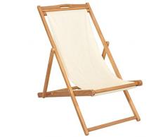 vidaXL Teak Liegestuhl Klappbar Creme Sonnenliege Strandliege Gartenliege