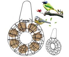 Sunnyushine Vogelfutterspender Vogelfutterhaus Fenster Zum Aufhängen Metall Futterstation Vogel - Vogelfutterhaus Fenster Hängend Stil Transparent Mit Dach Rund - 24 X 36 X7.5CM