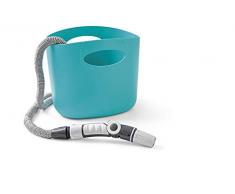 GF Garden, Aquapop 15, ausziehbarer Gartenschlauch im gebrauchsfertigen Set, 15M, mit praktischer Aufbewahrungstasche aus Kunststoff, zum Bewässern von Gärten und Balkonen, Farbe Hellblau