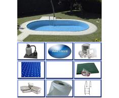 Summer Fun Stahlwandbecken Set Rhodos Exklusiv oval 3,20m x 5,25m x 1,50m Folie 0,6mm All Inklusive Set Pool Ovalpool / 320 x 525 x 150 cm Stahlwandpool