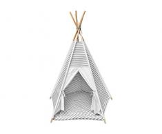 KraftKids Spielzelt Tipi dicke Streifen grau und Uniweiss