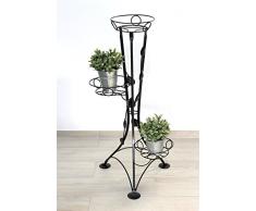DanDiBo Blumentreppe Metall Schwarz 100 cm Blumenständer mit 3 Ablagen KW041 Blumensäule Pflanzenständer Pflanzensäule Blumenhocker