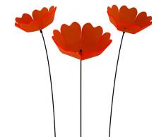 SUNPLAY Sonnenfänger Primel in ORANGE, 3 Stück zu je 15 cm Durchmesser im Set + 70 cm Schwingstäbe