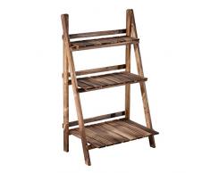 Outsunny Pflanzentreppe Blumenbank Blumentreppe Blumenregal Pflanzregal Blumenständer 3 Stufen Tannenholz Dunkelbraun 60 x 37 x 93 cm