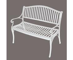 lifestyle4living Gartenbank, Sitzbank, Loungebank, Balkonbank, Terrassenbank, Aluguss, weiß