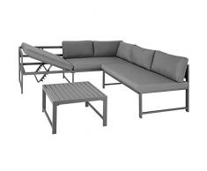 TecTake 403215 Aluminium Sitzgruppe für Garten und Balkon, wetterfest, 6-Fach verstellbare Rückenlehne, inkl. weiche Sitz- und Rückenkissen, grau