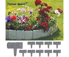 Forever Speed 10 Stücke Rasenkante Beeteinfassung Beetumrandung Mähkante Palisade Erdspieß Beet Garten 2,5M