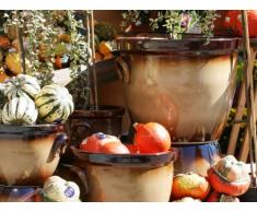 Pflanzgefäß / Blumentopf / Pflanzkübel Venus II mit Henkel, 19 x 15 cm, braun-geflammt aus Steinzeug-Keramik (hochwertiger als Steingut)