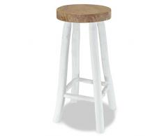 ROMELAREU Barhocker Teak Braun und Weiß Möbel Stühle Hocker & Barhocker