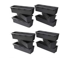 ARTECSIS 12er Set Blumenkästen Pflanzkasten Balkonkasten anthrazit Kunststoff Einsatz für Europaletten