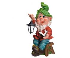 RIESIGER Zwerg, Gartenzwerg XXL Gartenwichtel mit Solarlampe NF12184A-2 , Groß 65 cm hoch , Gartenfigur, Deko Zwerg, Wichtel mit LED Solar Lampe, schön und aufwendig gearbeitet, Dekorationsfigur für Innen und Außen, Polyresin