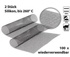 Rosenstein & Söhne Backmatte: 2x Profi-Silikon Dauer-Back- & Grillmatte 42x36cm, antihaft (Netz Back Grillmatten)