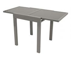 DEGAMO Balkontisch Amalfi aus Aluminium grau und Glas dunkelgrau 65x65cm, ausziehbar auf 130cm, Höhe 75cm, wetterfest