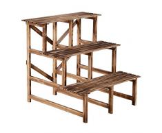 Outsunny Pflanzentreppe, Blumentreppe, Blumenregal, Pflanzregal, Blumenständer, 3 Stufen, Tannenholz, L80 x B80 x H80cm