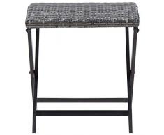 Festnight Klapphocker Poly Rattan Grau Klappbar Hocker Gartenhocker Sitzhocker Gartenmöbel Rattanhocker Fußhocker Garten Terrasse 44 x 44 x 40 cm