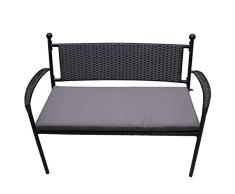 PrimoLiving Elegante Poly-Rattan Gartenbank mit weicher Sitzauflage in Dunkelgrau Schwarz