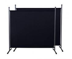 QUICK STAR 2 Stück Paravent 180 x 178 cm Stoff Raumteiler Groß Garten Stellwand Trennwand Balkon Sichtschutz Schwarz