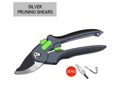 Gartenschere,Stabile Rebenschere Für Älteres Und Trockenes Holz Bis 35 Mm Durchmesser, Mit Zwei Griffpositionen Und Ergonomischen Griffen,Silber