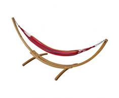 ASS 350cm Hängemattengestell Natur-Mona Hängematte mit Gestell aus Holz Lärche Natur mit bunter Tuchhängematte