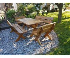Sitzgruppe Waidmann straight - 5 teilig I Sitzgarnitur aus massiver Eiche | Gartenmöbel oder Parkbank I Holzbank I Sitzgruppe I Massivholz I Made in Germany I Outdoormöbel
