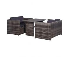 Festnight Garten-Sofagarnitur 11-TLG. | Gartensofa-Set | Rattan Gartenmöbel | Gartengarnitur Gartenset | Polyrattan Sitzgruppe Essgruppe Set | Grau Poly Rattan