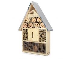 Navaris Insektenhotel aus Holz - Naturbelassenes Insekten Hotel für Fluginsekten - für Bienen Marienkäfer Schmetterlinge Fliegen - Zum Aufhängen