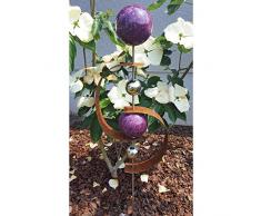 Pflanzen Kölle Beetstecker Helike aus Edel-/Cortenstahl mit 4 Kugeln/Stab, Marmor in Violett, Maße 95 x 26 x 10 cm