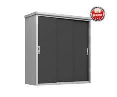 GFP Gartenschrank Florian 1807 XL aus Metall, 180x75x195cm - formstabil und witterungsbeständig, Premium Qualität Geräteschuppen, Schuppen & Metallschrank mit Schiebetür