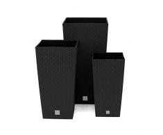 3e Set Bluemenkübel 26,6L 49L 91,5L in moderner Rattan Optik anthrazit