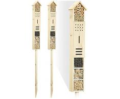 Royal Gardineer Insekten-Haus: 2er-Set Insektenhotels Flip mit Erdspieß, 160 cm (Insekten-Nisthilfe)